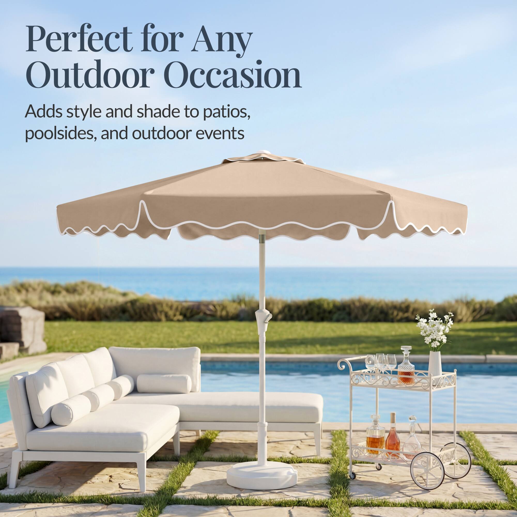 Perfect for Any Outdoor Occasion  
Adds style and shade to patios, poolside, and outdoor events