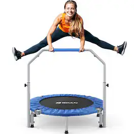 BCAN - SP2 40" Rebounder Trampoline Max Load 330lbs, Fitness Rebounder with Adjustable Foam Handle - Blue