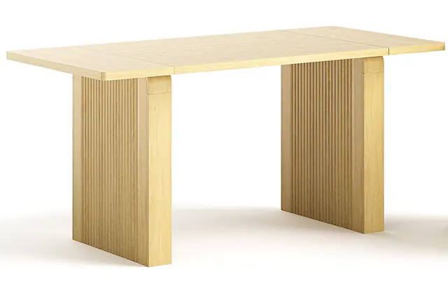 Front. Bestier - 63" Modern Executive Desk, Fluted Design, Heavy-Duty Dual - Natual Oak.