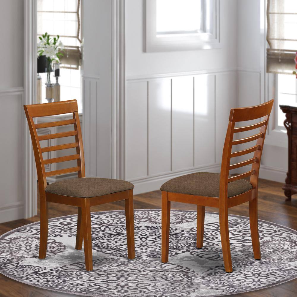 Angle. East West Furniture - MLC-SBR-C Milan dining chair with Cushion Seat - Saddle Brown Finish - Saddle Brown.