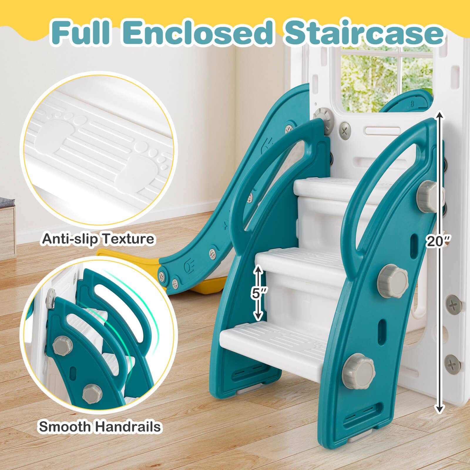 Full Enclosed Staircase

- Anti-slip Texture
- Smooth Handrails
- 5" step height
- 20" width