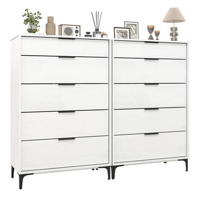Gymax 2PCS Freestanding 5 drawer Dresser w/Sturdy Metal Legs Interlock System White GYM20473 - Best Buy Gymax 2PCS Freestanding 5 drawer Dresser w/Sturdy Metal Legs Interlock System White GYM20473 - Best Buy