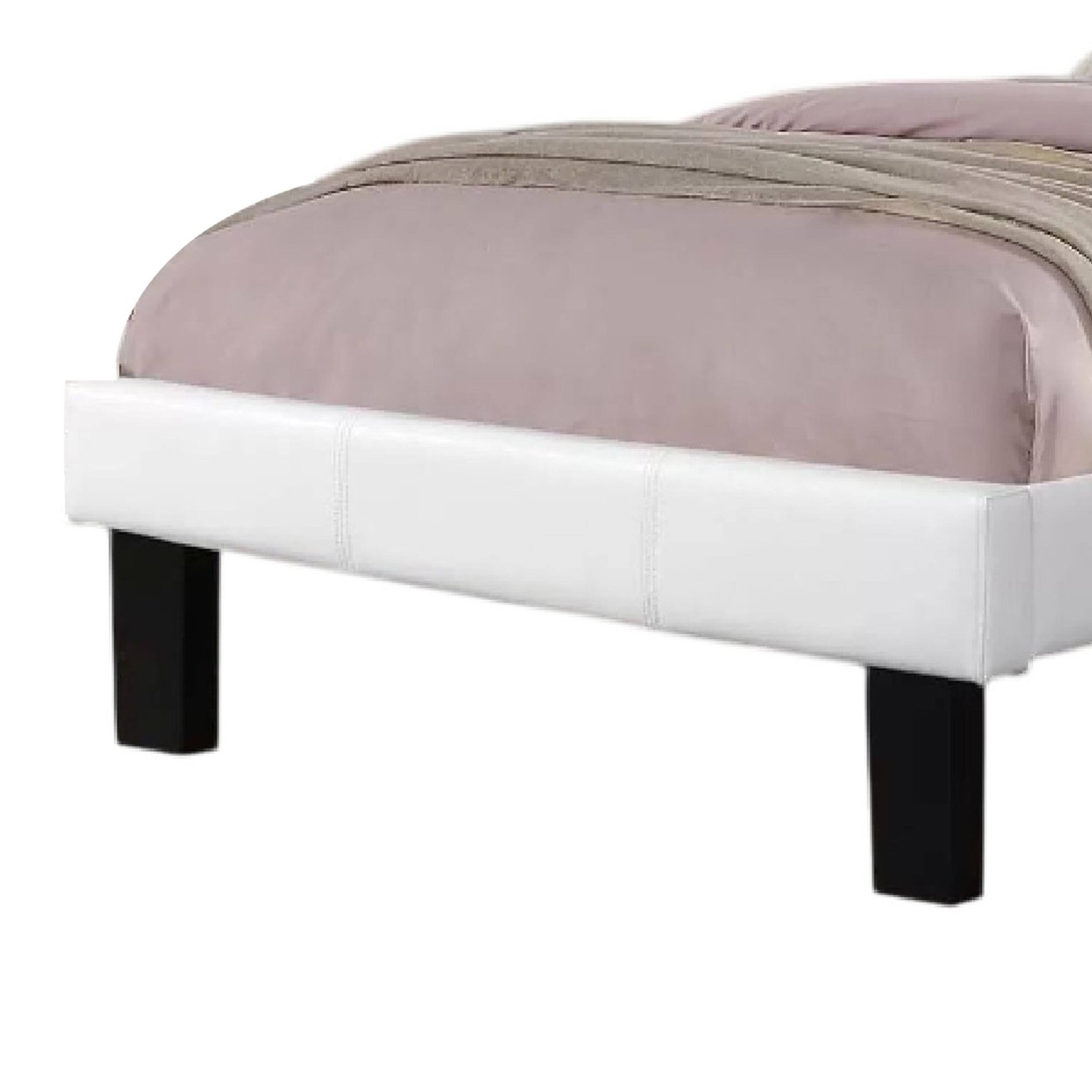 Alt View 3. Manhattan Lane - Mannie Twin Bed with Silver Trim, White Button Tufted Faux-Leather - White, Espresso Brown.