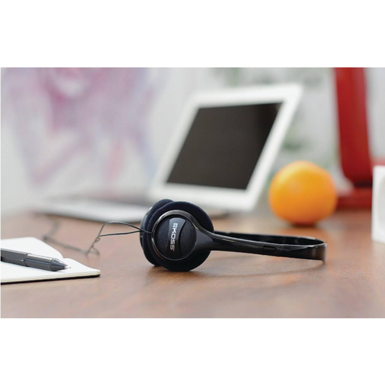 Angle. Koss - KPH7 Wired On-Ear Lightweight Headphones, 3.5mm Connector, Dual-Entry Cord - Black.