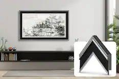Front. Deco TV Frames - Premiere Bezel for Samsung the Frame TV - 50" - Antique Silver & Black.