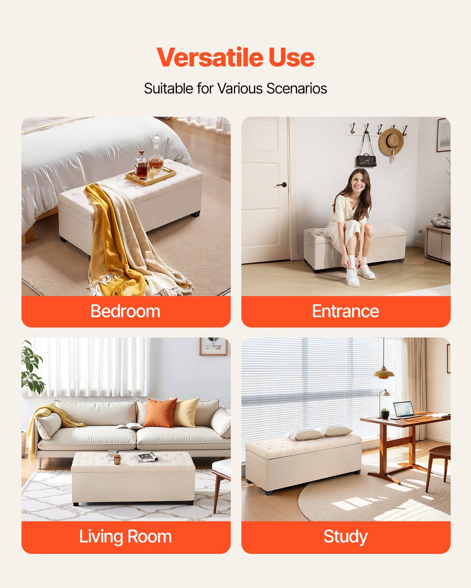 Versatile Use  
Suitable for Various Scenarios  

Bedroom  
Entrance  
Living Room  
Study