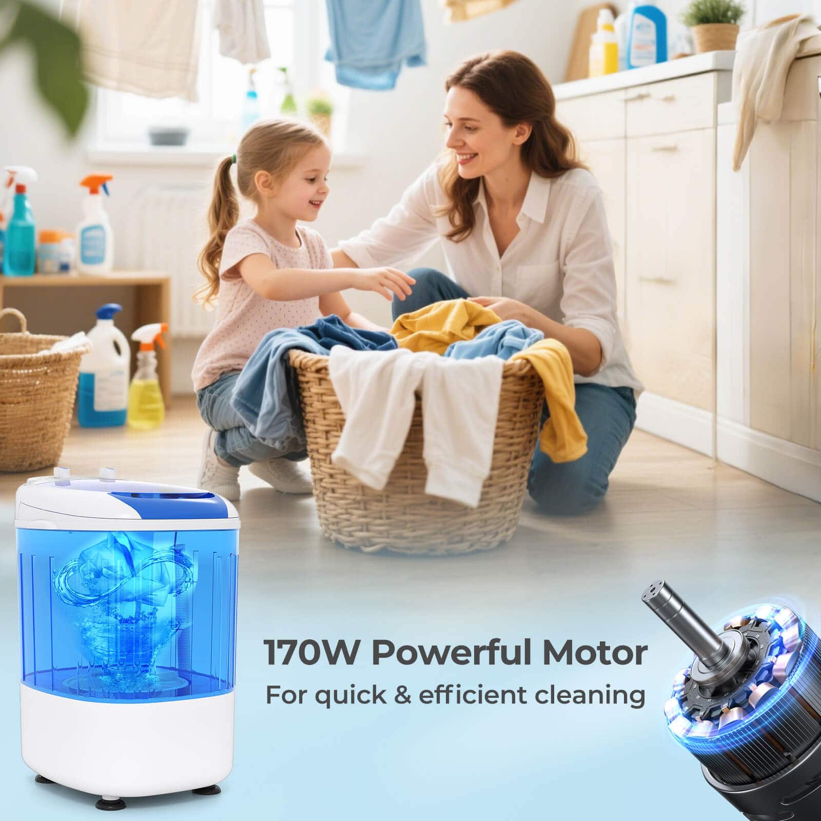 170W Powerful Motor For quick & efficient cleaning
