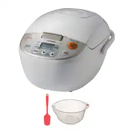 Zojirushi - NL-AAC10 Micom Rice Cooker and Warmer with Rice Washing Bowl Bundle - Beige