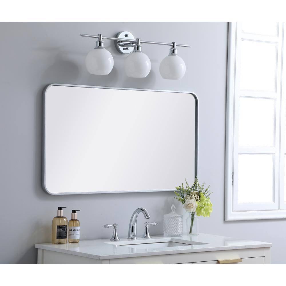 Alt View 4. Elegant Decor - Soft corner metal rectangular mirror 22x40 inch in Silver - Silver.
