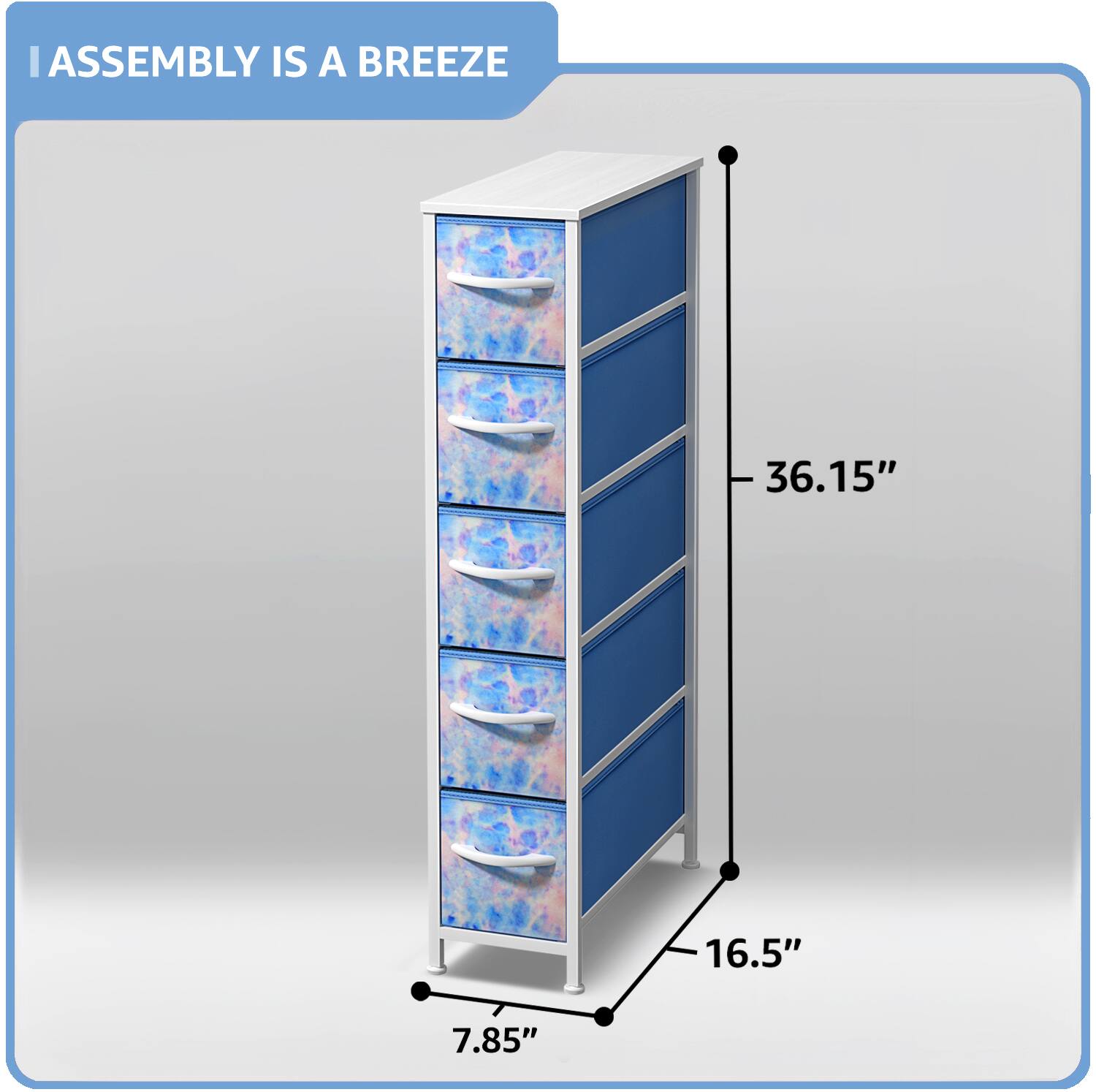 I ASSEMBLY IS A BREEZE  
36.15"  
16.5"  
7.85"