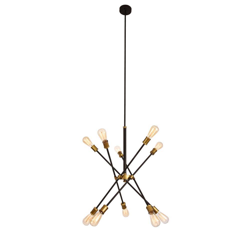 Alt View 3. Living District - Axel Collection Chandelier D27.2 H32.5 Lt:10 Black and Brass Finish - Black And Brass.