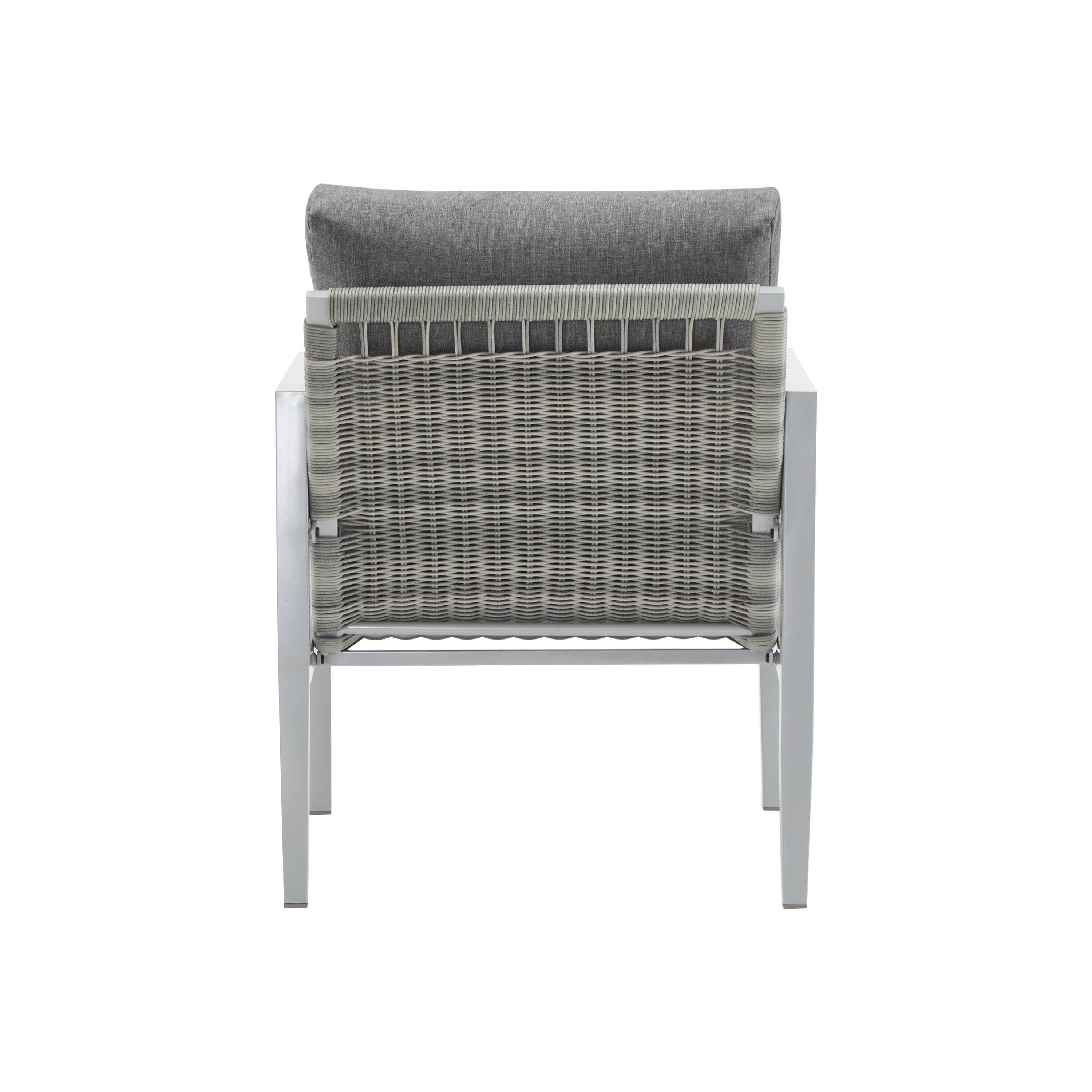 Alt View 2. SlickBlue - Modern Rope Accent Lounge Chair – Aluminum Frame with Plush Cushions for Patio - Silver, Grey.