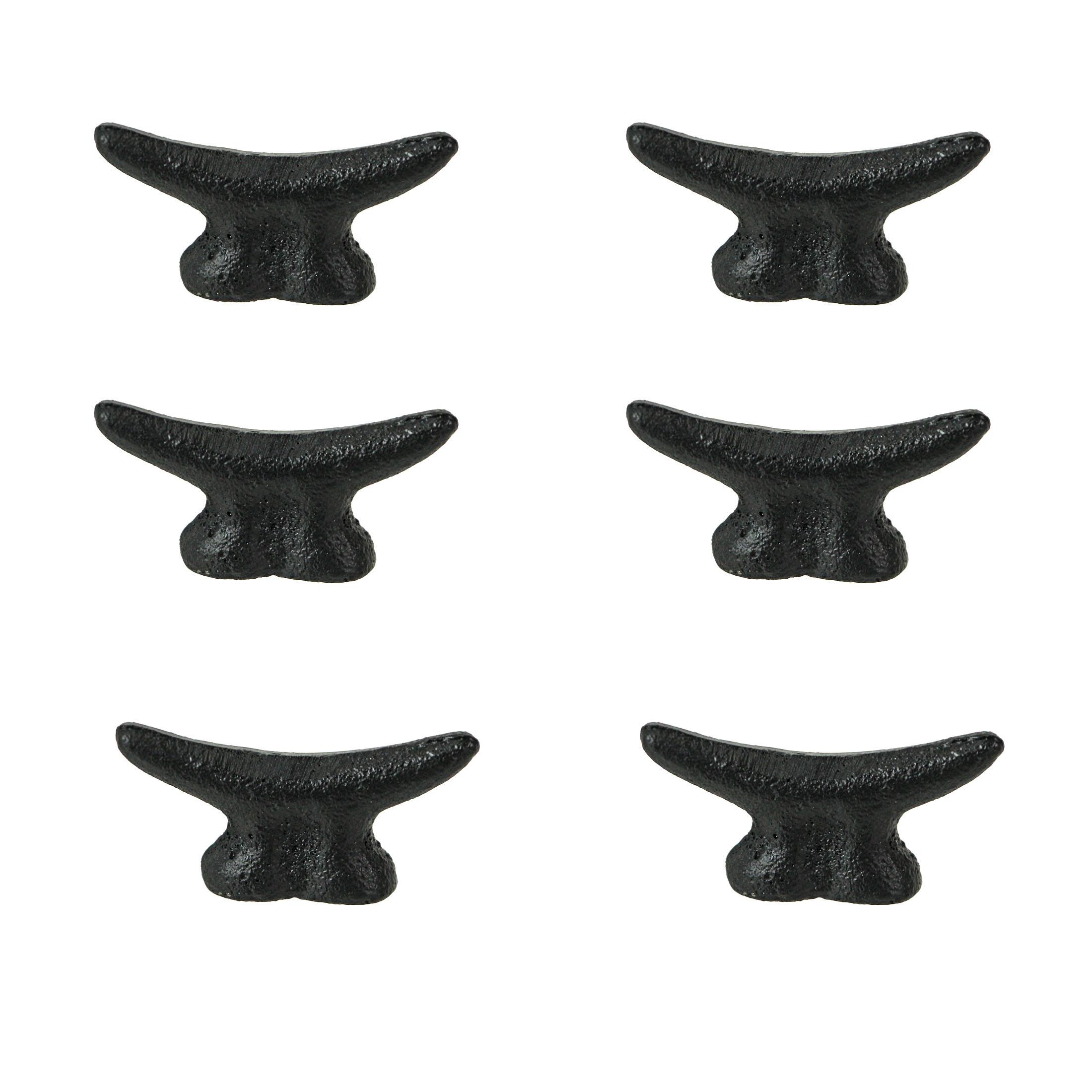 Alt View 5. Zeckos - 2.5 In Cast Iron Black Nautical Cleat Drawer Pulls Cabinet Knobs Set of 6 - Black.