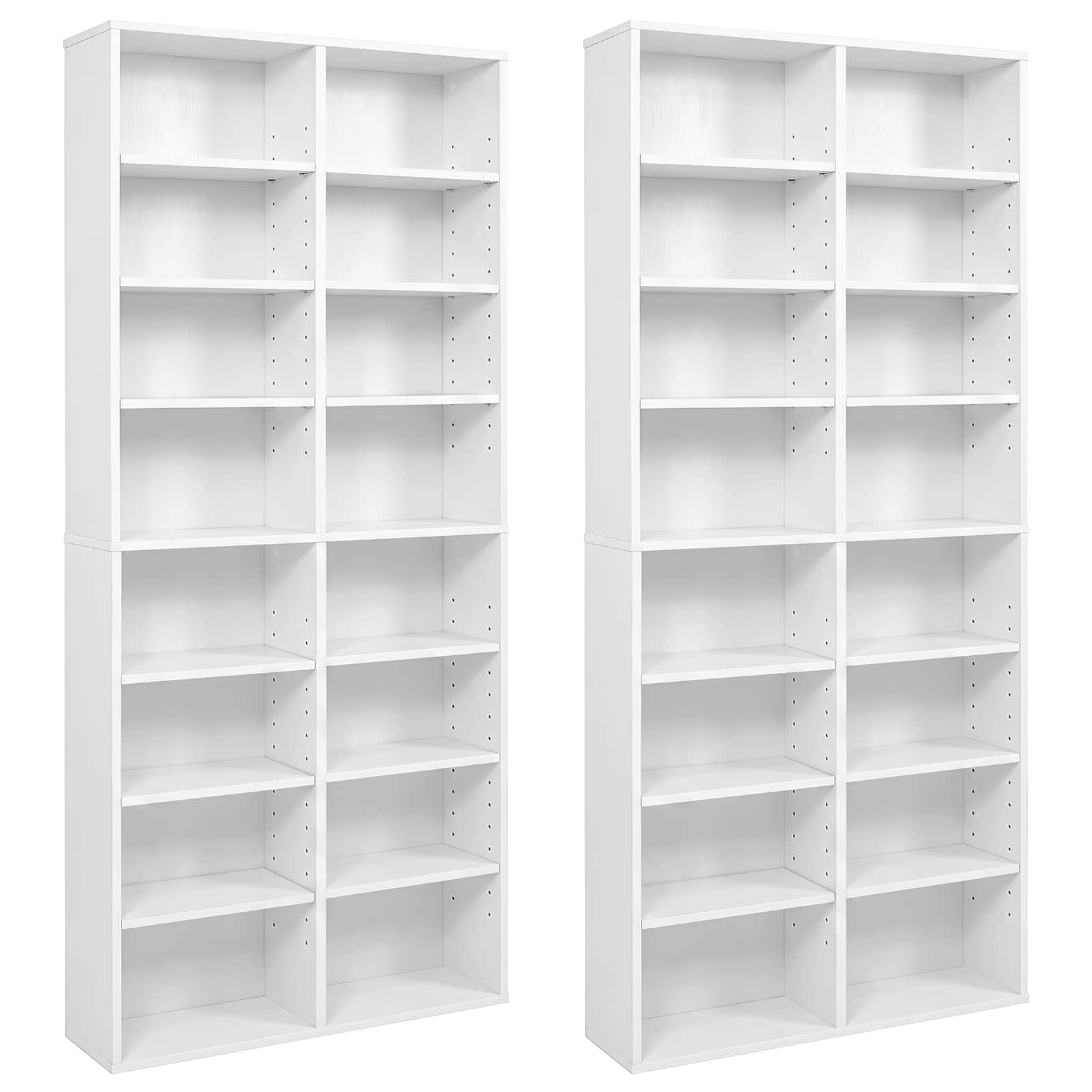 Costway - 2 PCS 16-Cube Bookcases CD Storage Rack with 12 Adjustable Shelves, Media Storage Organizer - White price history on PriceWatchPro