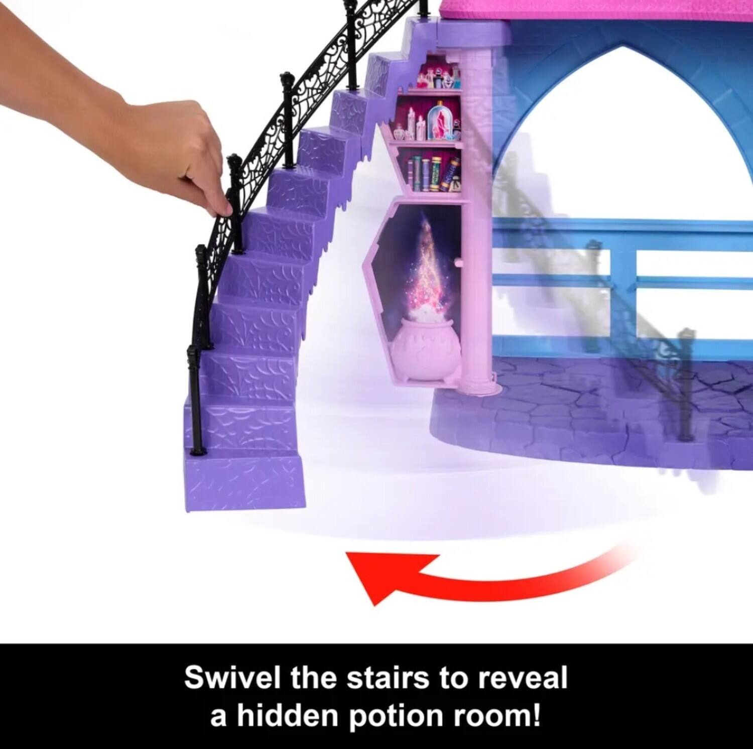 Swivel the stairs to reveal a hidden potion room!