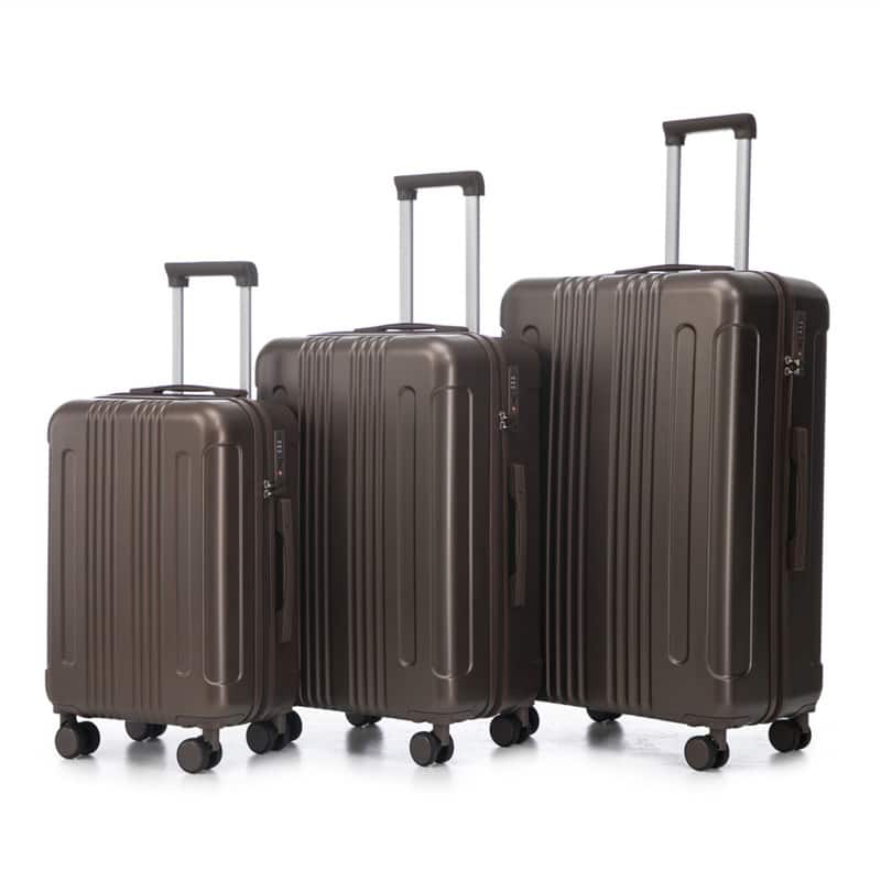 HTUTWOO - ABS Spinner Wheel Luggage Sets - 20"/24"/28" 3 Pcs Carry On Suitcase, Matching Color, TSA Combination Lock - Brown