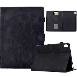 Dteck - Shockproof Folio Case for Apple iPad (10th Generation) 10.9" 2022 with Smart Sleep Wake, PU Leather Stand Wallet Cover - Black