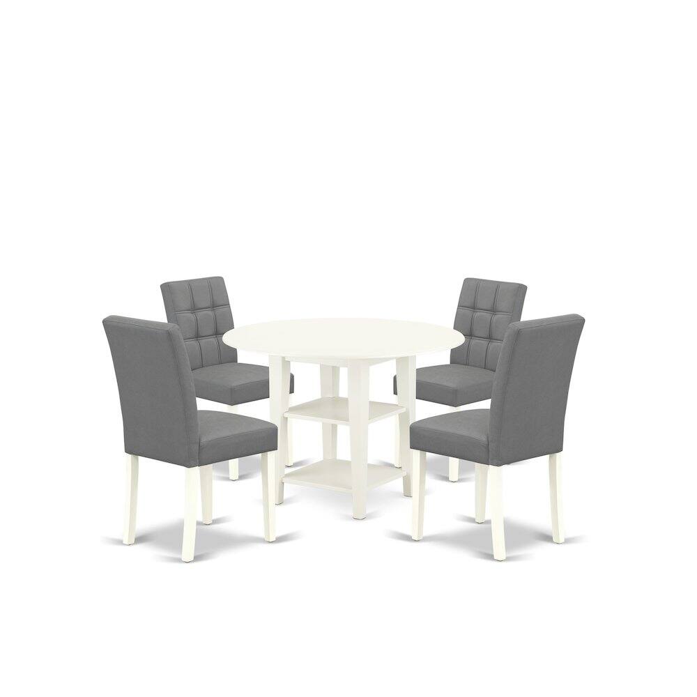 Alt View 6. East West Furniture - 5 Piece Dinner Table Set - White.