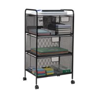 Mind Reader - Cart with Drawers, Laundry Organizer, Utility Cart, Bathroom, Kitchen, Metal Mesh, 16"L x 11"W x 29"H - Black - Front_Zoom