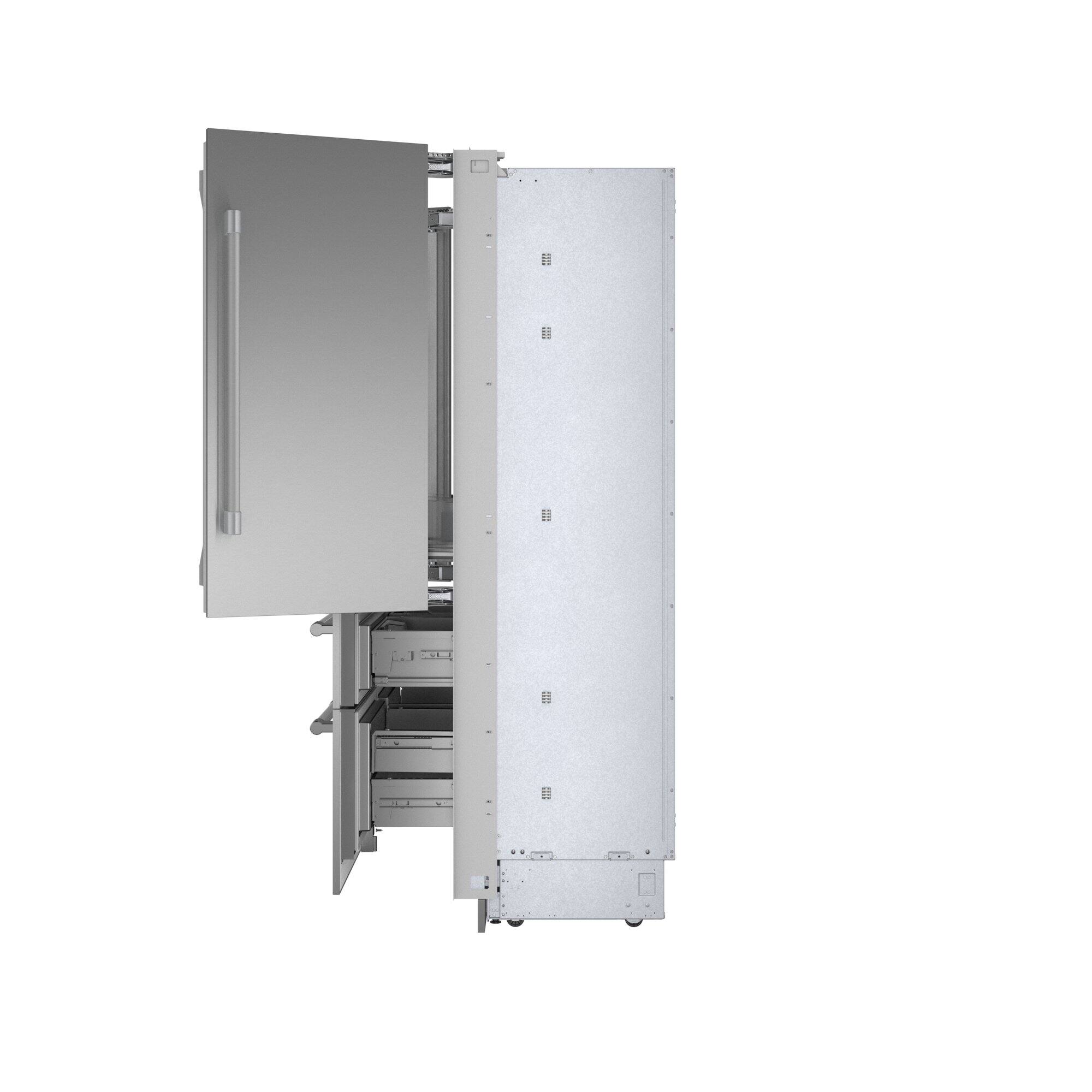 Left. Thermador - Freedom Collection 26.8 Cu. Ft. French Door Built-in Smart Refrigerator with Professional Series Handles - Stainless Steel.