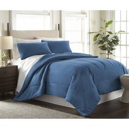 Shavel Home Products - Micro Flannel Reverse to Sherpa Comforter Set, King - Smokey mt blue