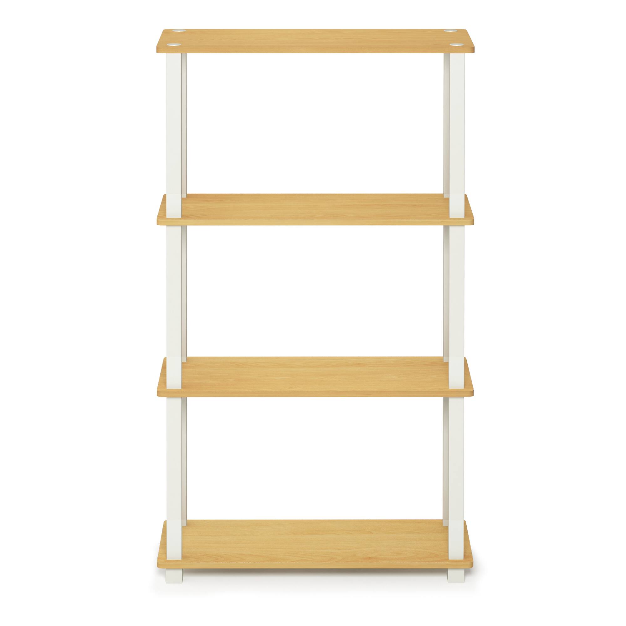 Alt View 2. Furinno - Turn-S-Tube 4-Tier Multipurpose Shelf Display Rack with Square Tube, Beech/White - Beech/White.