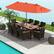 Alt View 3. Costway - 11 PCS Patio Dining Set with 15ft Double-Sided Patio Umbrella (Base Included) - Mix Brown + Orange.