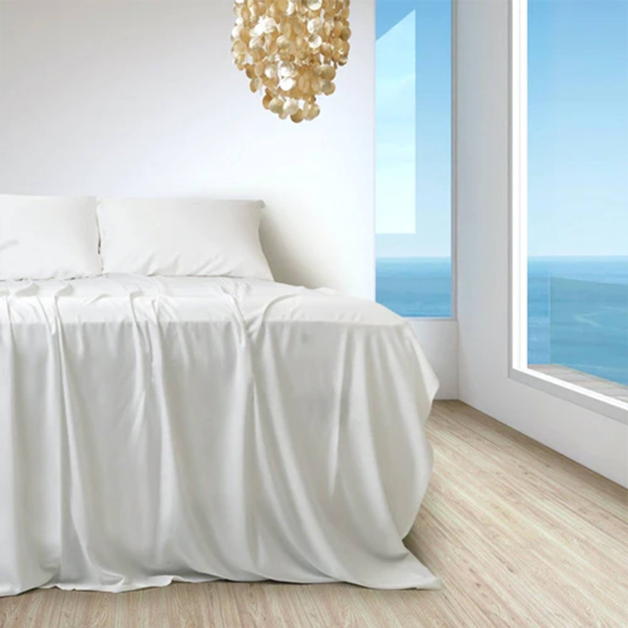 Alt View 2. Sleepgram - Sleepgram Viscose from Bamboo Full Bed Sheet Set with 2 Pillowcases, White - White.