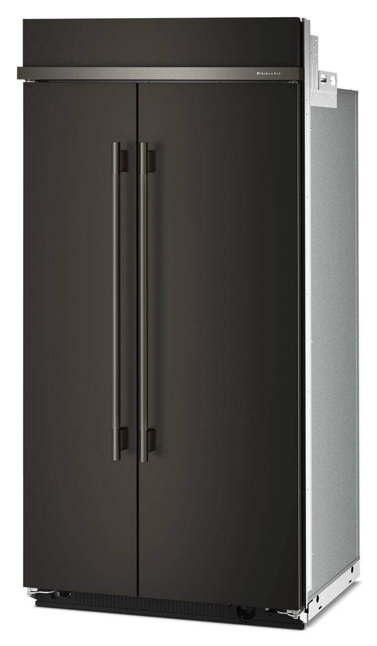 Left. KitchenAid - 25.5 Cu. Ft. Built-In Side-by-Side Refrigerator with Platinum Interior - Black Ore.