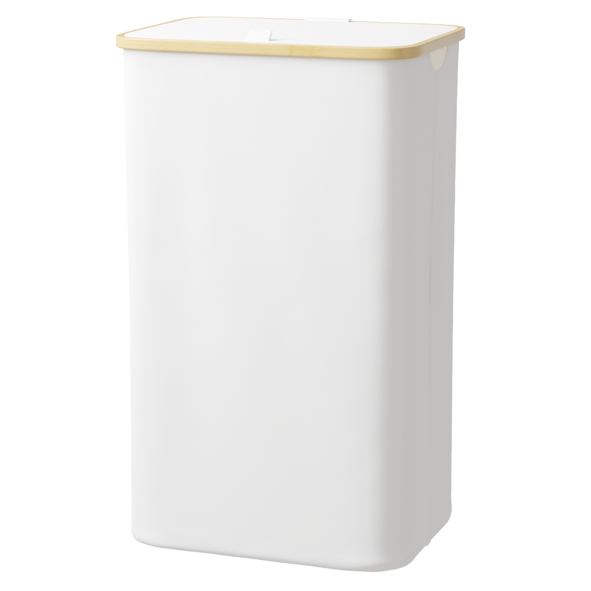 Front. Tooloton - Large 110L Collapsible Laundry Hamper with Lid and Bamboo Handles, Tall Clothes Basket in White - White.
