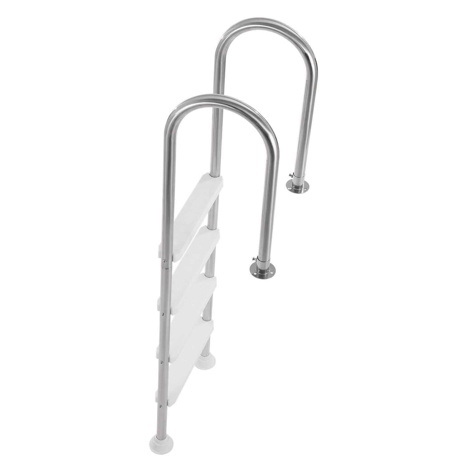 Alt View 5. VEVOR - Swimming Pool Ladder,4-Step Double Handrails Stairs with Non-slip Heavy Duty Steps,Stainless Steel Load Capacity 265 lbs - Silver + White.