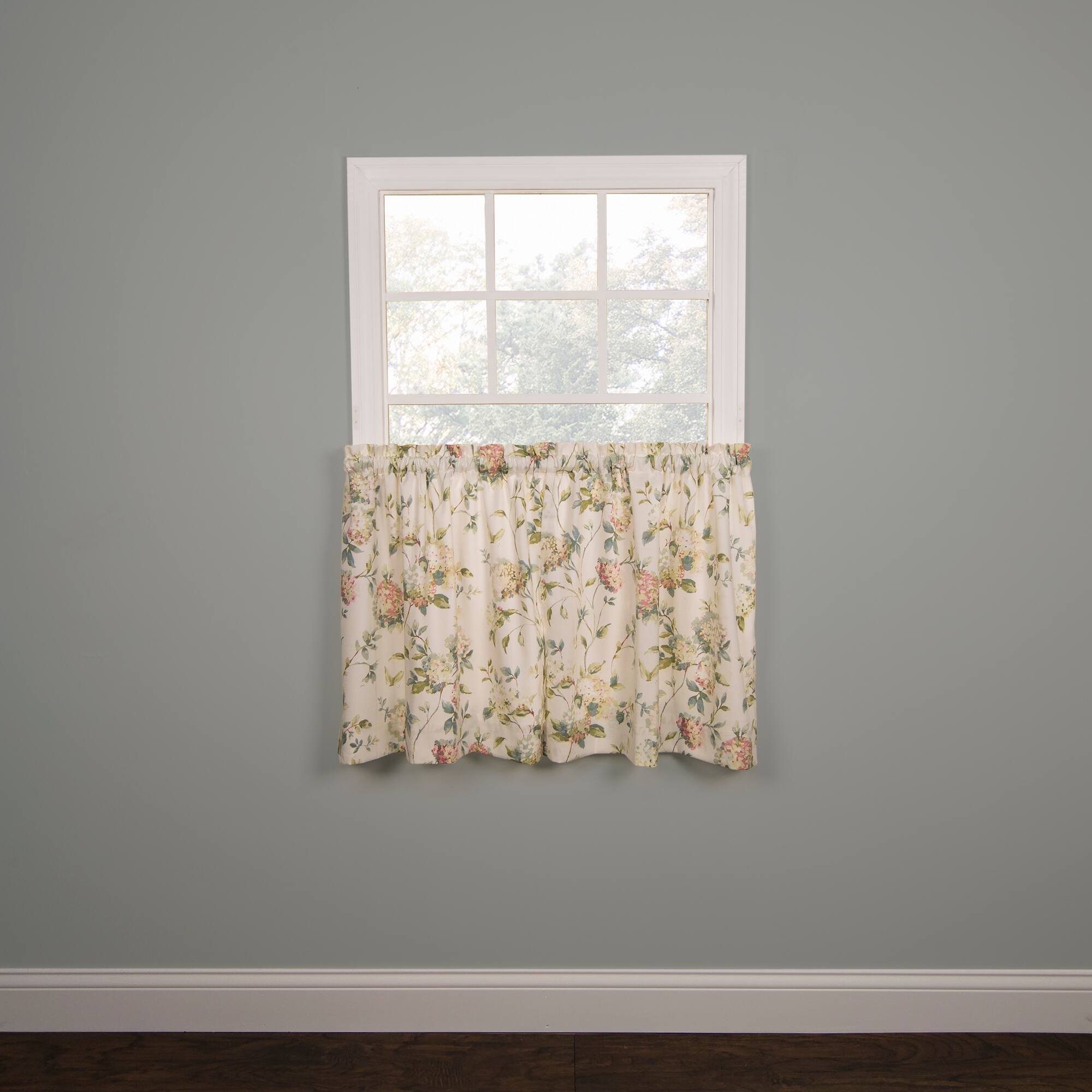 Front. Ellis Curtain - Ellis Curtain Abigail Design Printed Room Darkening Window Rod Pocket Pair Set With 2 Tiers - 2-Piece - 56x36" Multi - Multi.