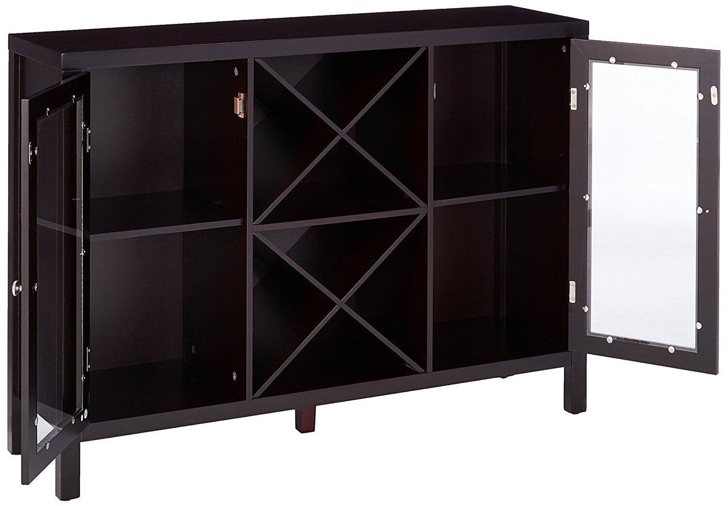 Alt View 1. Kings Brand Furniture - Kings Brand Furniture Wine Bar Cabinet for Liquor and Coffee Buffet, Sideboard with Storage Shelves - Dark Brown.