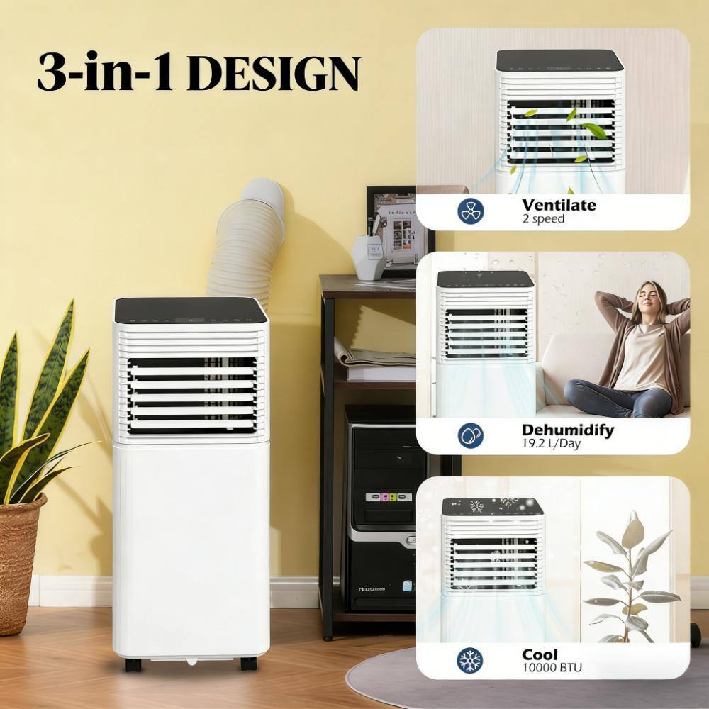 3-in-1 DESIGN  
Ventilate 2 speed  
Dehumidify 19.2 L/Day  
Cool 10000 BTU