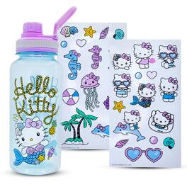 Silver Buffalo - Sanrio Hello Kitty Mermaid Twist Spout Water Bottle and Sticker Set | 32 Ounces - Blue