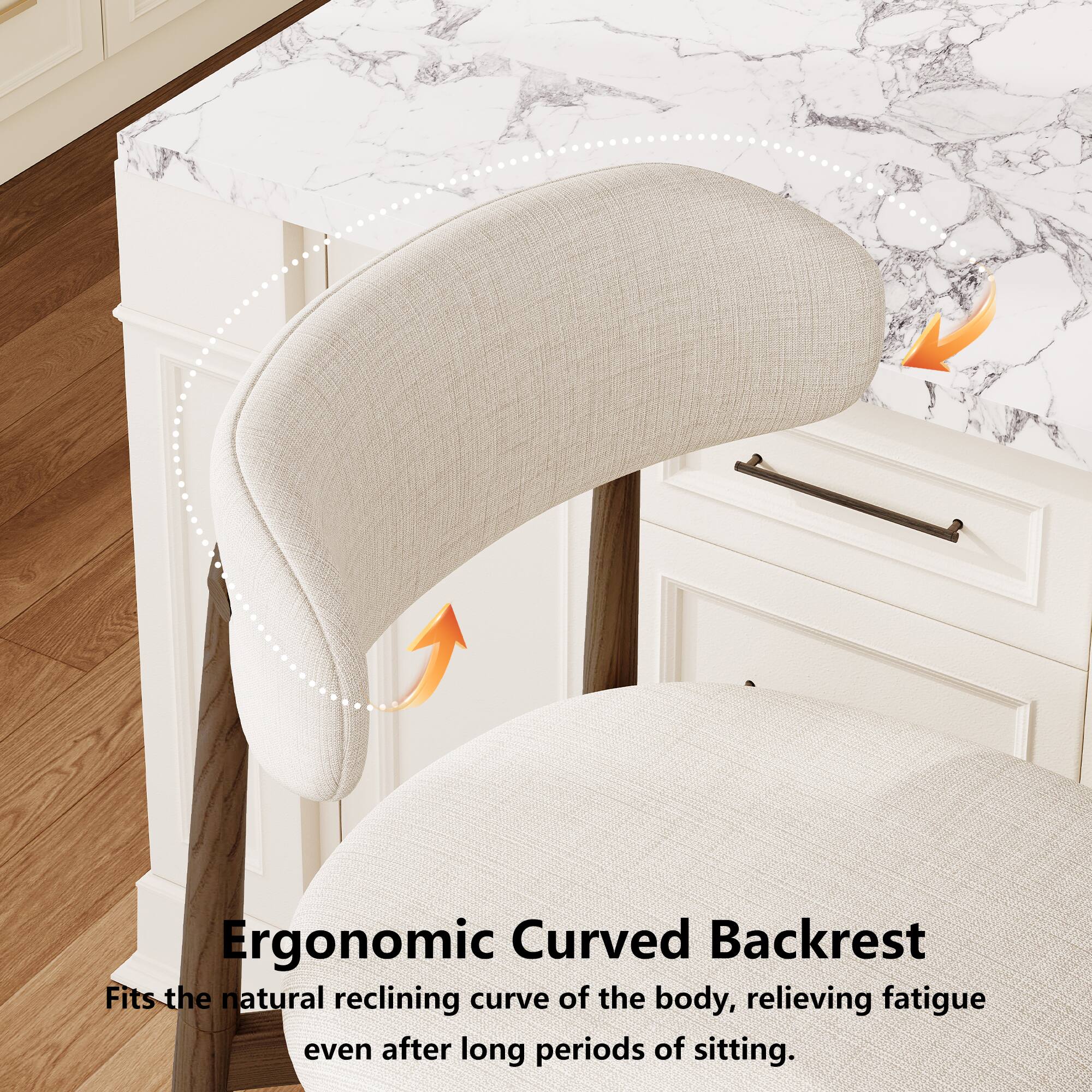 Ergonomic Curved Backrest

Fits the natural reclining curve of the body, relieving fatigue even after long periods of sitting.