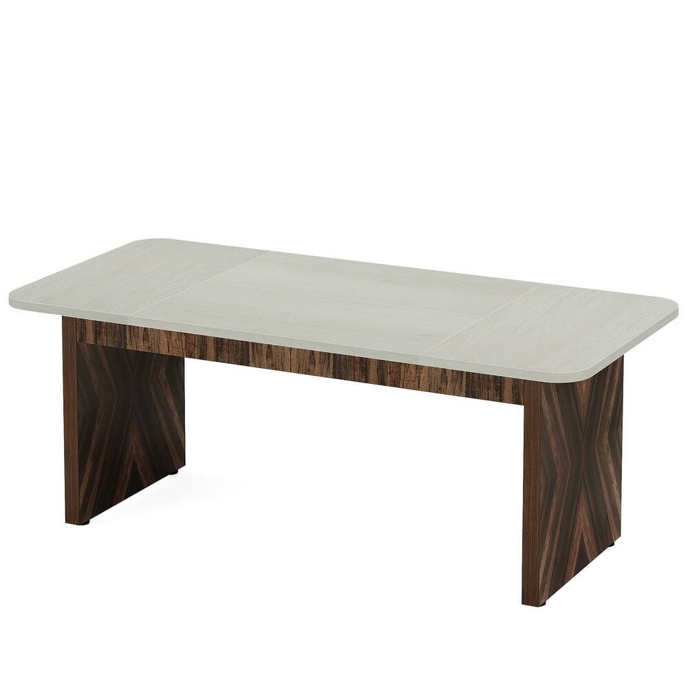 Alt View 2. Kadyn - Kadyn Study Writing Desk, 70.8" Executive Desk, Wood Computer Office Desk Conference Table,Rustic Brown&White - Rustic Brown & White.