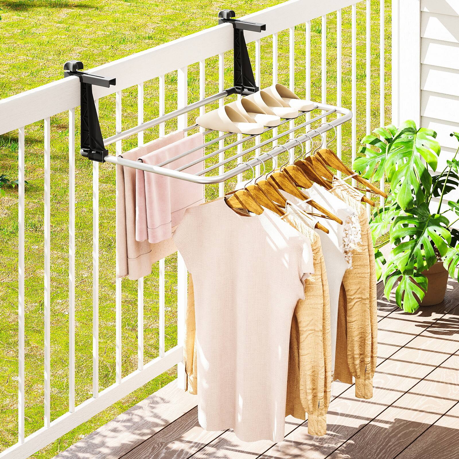 Alt View 3. Gymax - Gymax Portable Clothes Drying Rack w/Adjustable & Foldable Brackets Radiator Airer - Silver.