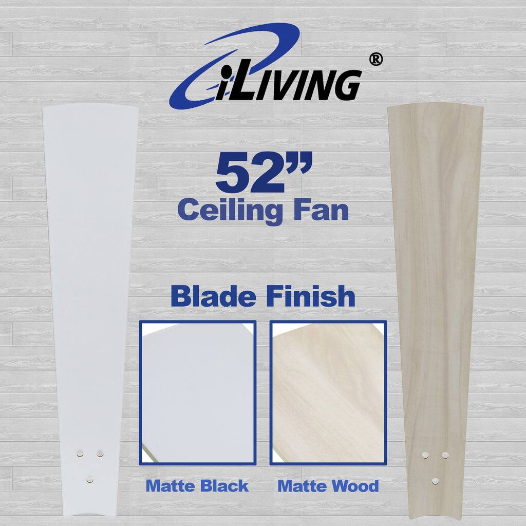 iLIVING  
52" Ceiling Fan  
Blade Finish  
Matte Black  
Matte Wood