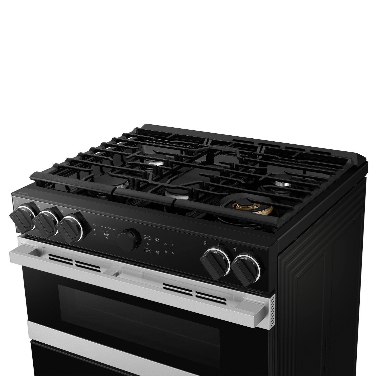 Alt View 18. Samsung - Bespoke 6.3 Cu. Ft. Slide-In Dual Fuel Convection Range with Flex Duo Convertible Double Oven Technology - Stainless Steel.