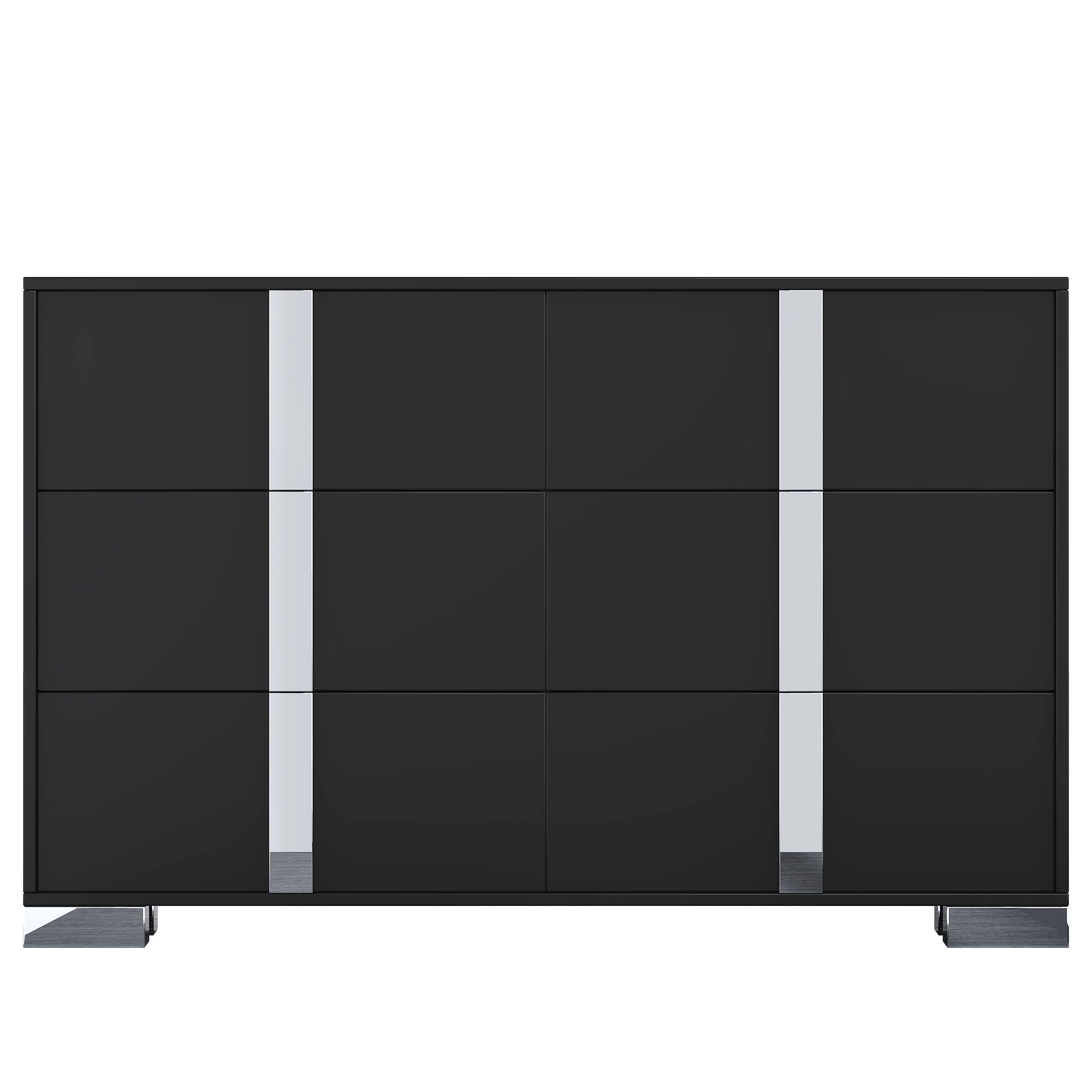 Alt View 4. Spaco - Spaco Mirrored Storage Cabinet Dresser with 6 Drawers for Bedroom,Elegant Modern Dresser with Metal Foot,Living Room - Black.