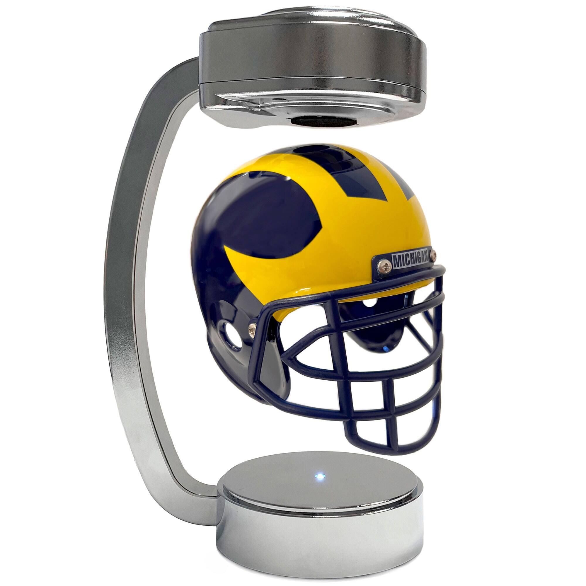 Front. Pegasus - Michigan Wolverines Chrome Base Mini Hover Helmet - Navy.