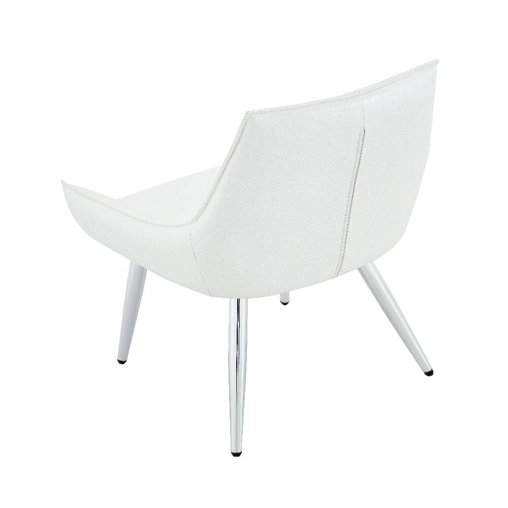 Alt View 1. Loheer - Loheer Crocodile Pattern Accent Chair Set of 2 White PU Leather - White.