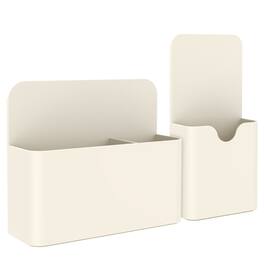 Garnen - 2Pack Magnetic Pen Holder for Refrigerator & Locker, Magnetic Marker Holder for Whiteboard 2"&5" Fridge Magnet Organizer - White