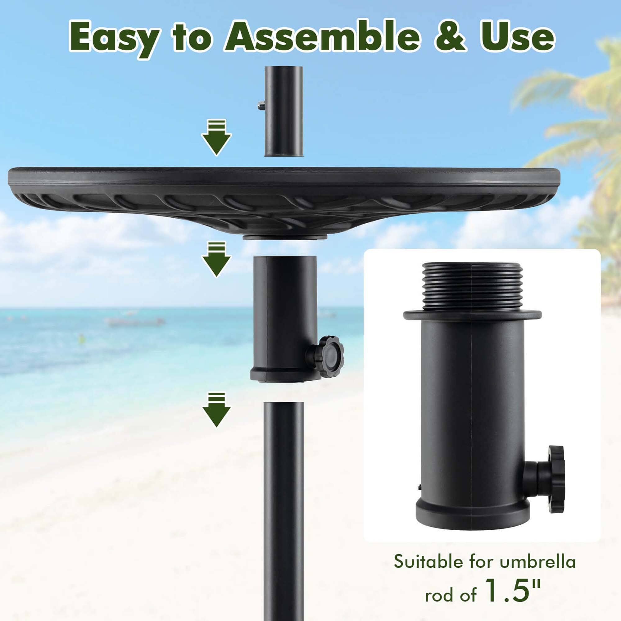 Easy to Assemble & Use Suitable for umbrella rod of 1.5".
