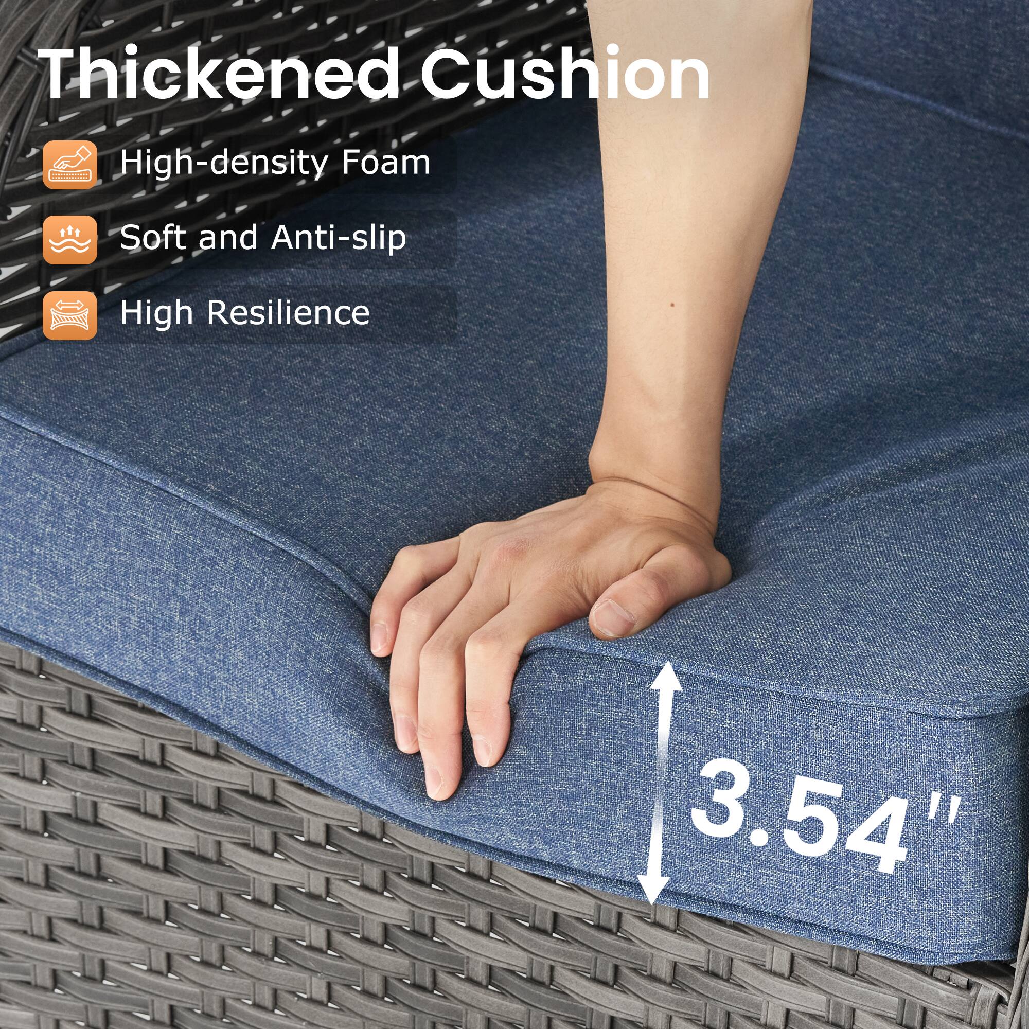 Thickened Cushion  
- High-density Foam  
- Soft and Anti-slip  
- High Resilience  

3.54"
