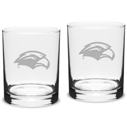 Front. Jardine - Southern Miss Golden Eagles 14oz. 2-Piece Classic Double Old-Fashioned Glass Set - Multicolor.