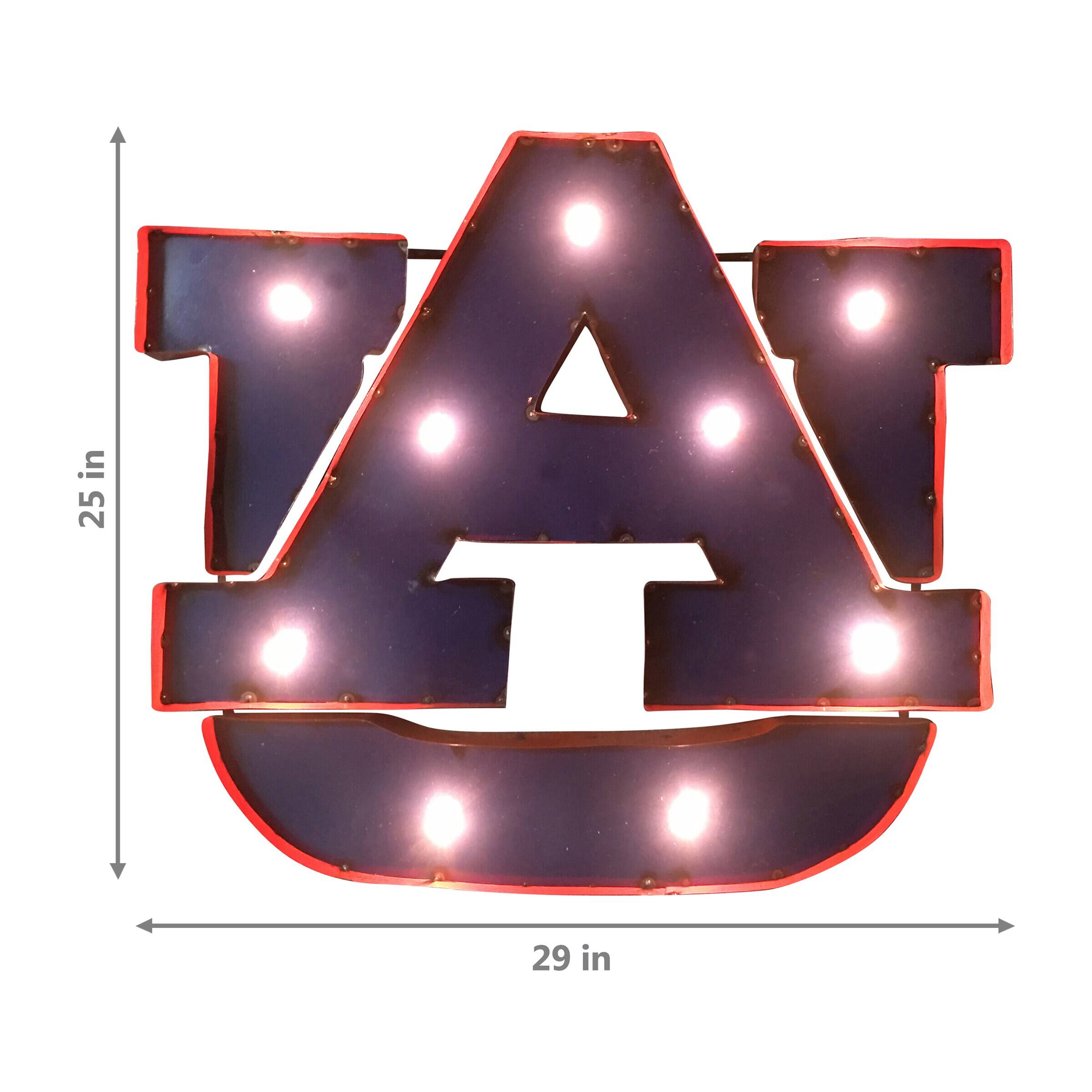 Alt View 1. Imperial - Auburn Tigers Logo Lighted Recycled Metal Sign - Multicolor.