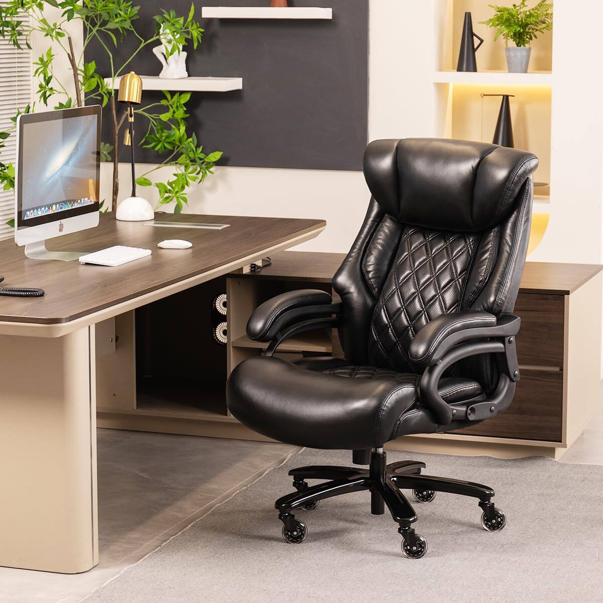Alt View 2. Forest'nSky - Big & Tall Office Chair - 500lb Wide Seat Executive Desk Chair with 360° Swivel - Black.