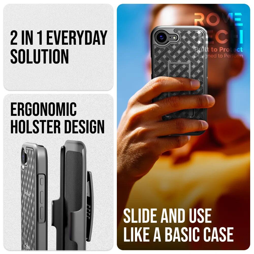 2 IN 1 EVERYDAY SOLUTION

ERGONOMIC HOLSTER DESIGN

SLIDE AND USE LIKE A BASIC CASE